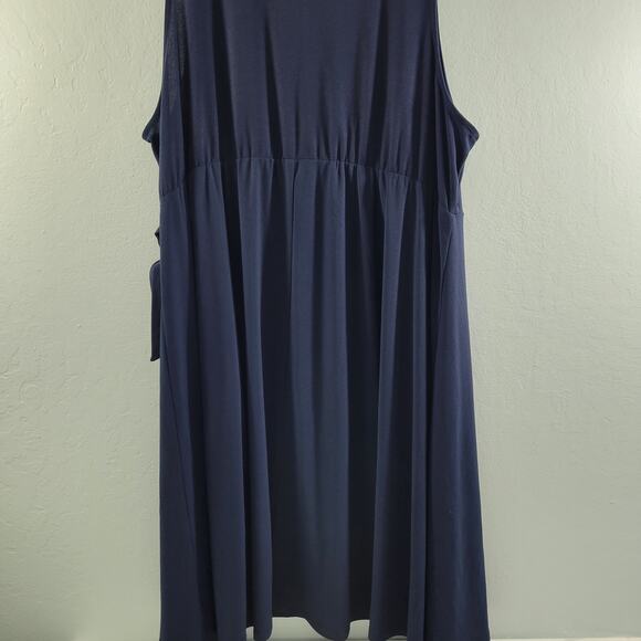 Torrid Women's Blue Faux Wrap Sleeveless V Neck Dress Size 4(26) 4X    2623-0139 - Picture 7 of 8
